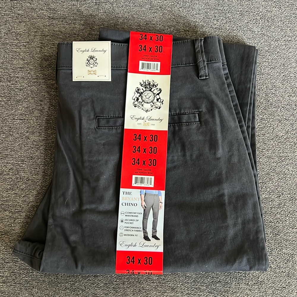 Men’s Chino Pants, Gray, 34x30
